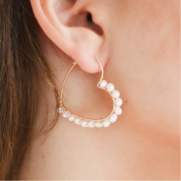 Heart-Shaped Pearl Earrings
